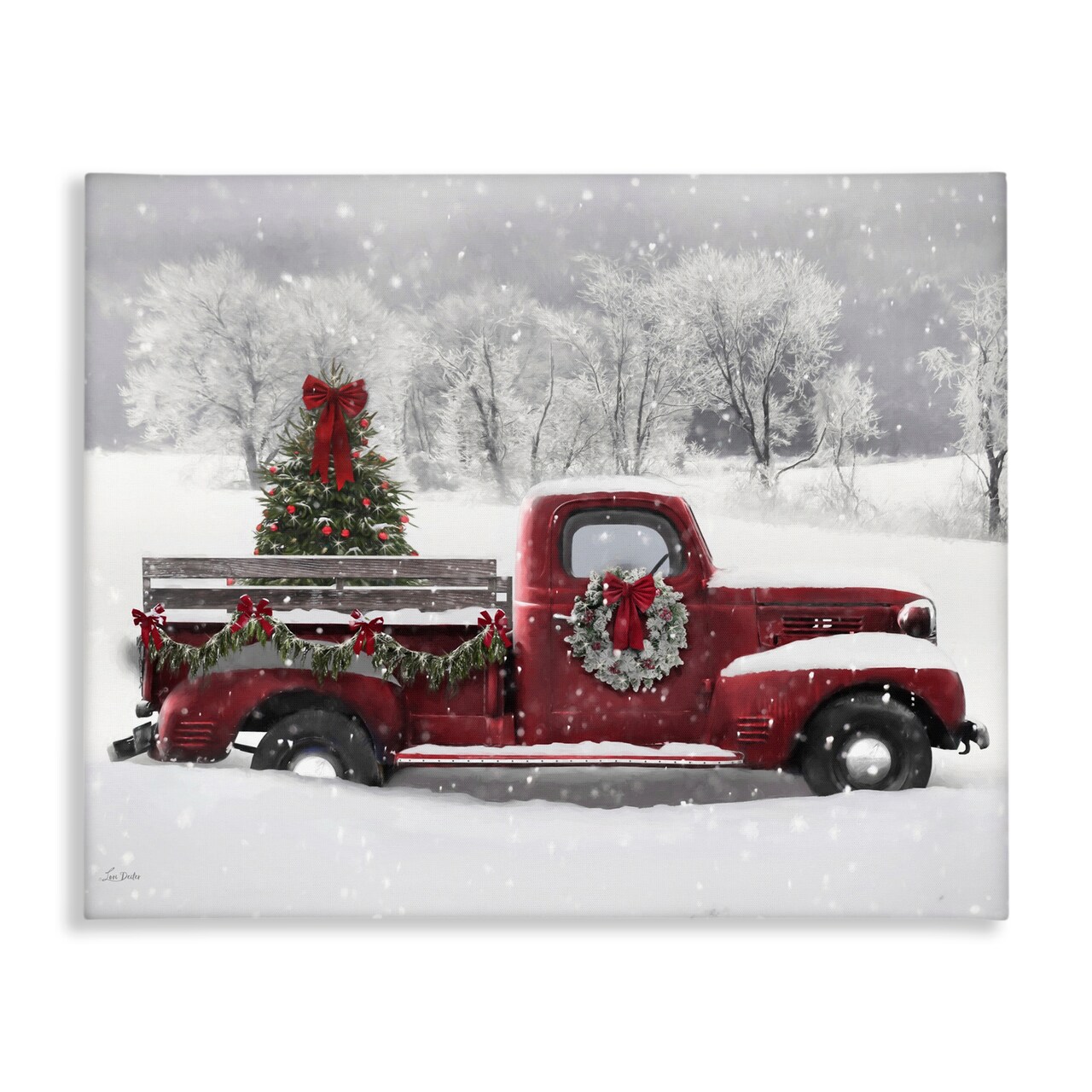 Stupell Industries Wreath Bedecked Christmas Truck Canvas Wall Art, design by Lori Deiter